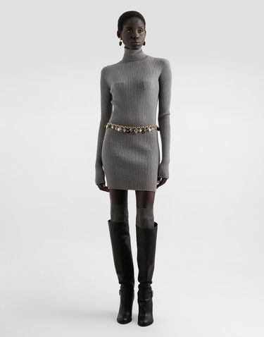 Šaty Dolce & Gabbana Dolce & Gabbana Turtleneck Long Wool Dress Šedá | FXS46TJDVDCN0497, 1