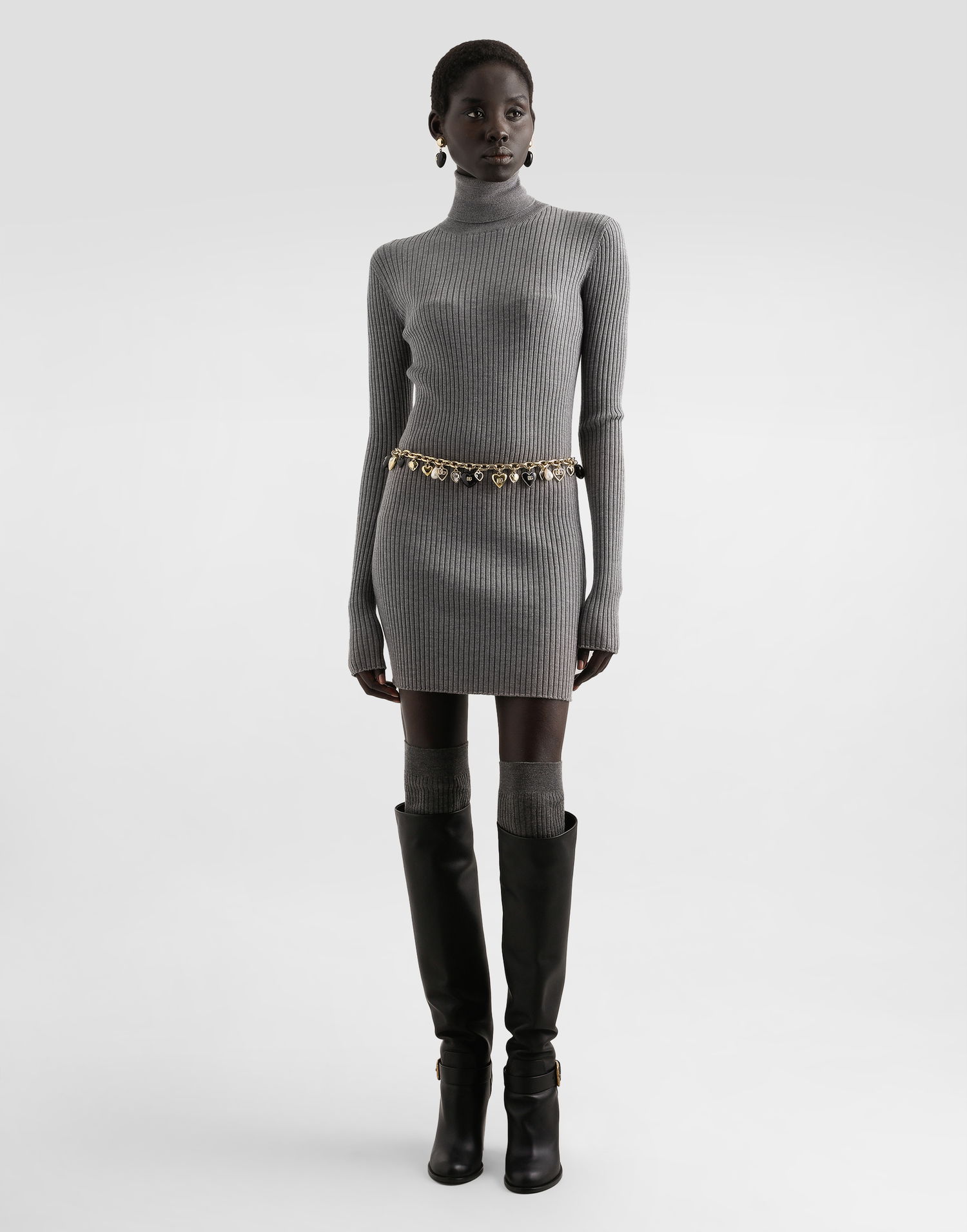 Šaty Dolce & Gabbana Dolce & Gabbana Turtleneck Long Wool Dress Šedá | FXS46TJDVDCN0497, 1