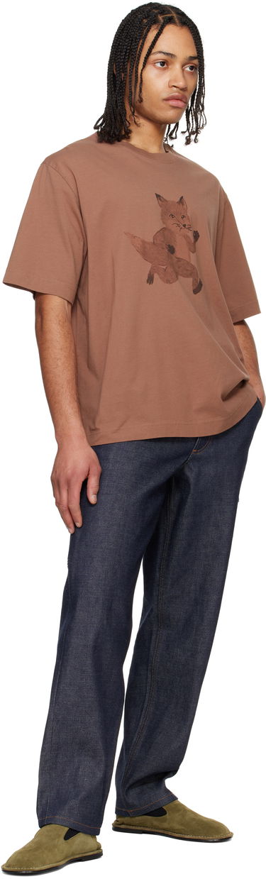 Tričko MAISON KITSUNÉ Maison Kitsuné Speedy Fox Print Oversize T-Shirt Hnedá | OM00109KJ0008, 3