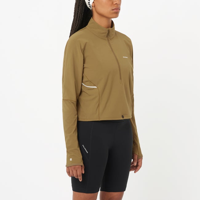 Crop Top Salomon Sense Aero Hybrid Cropped Top Zelené | LC2641500
