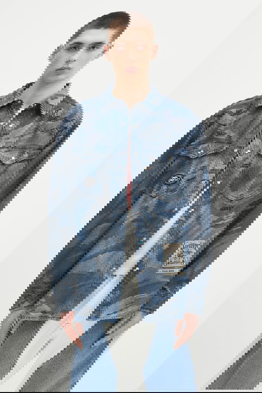 Košeľa AAPE by A Bathing Ape AAPE Main Long Relaxed Fit Shirt Modrá | AAPSTM8521XAO, 0