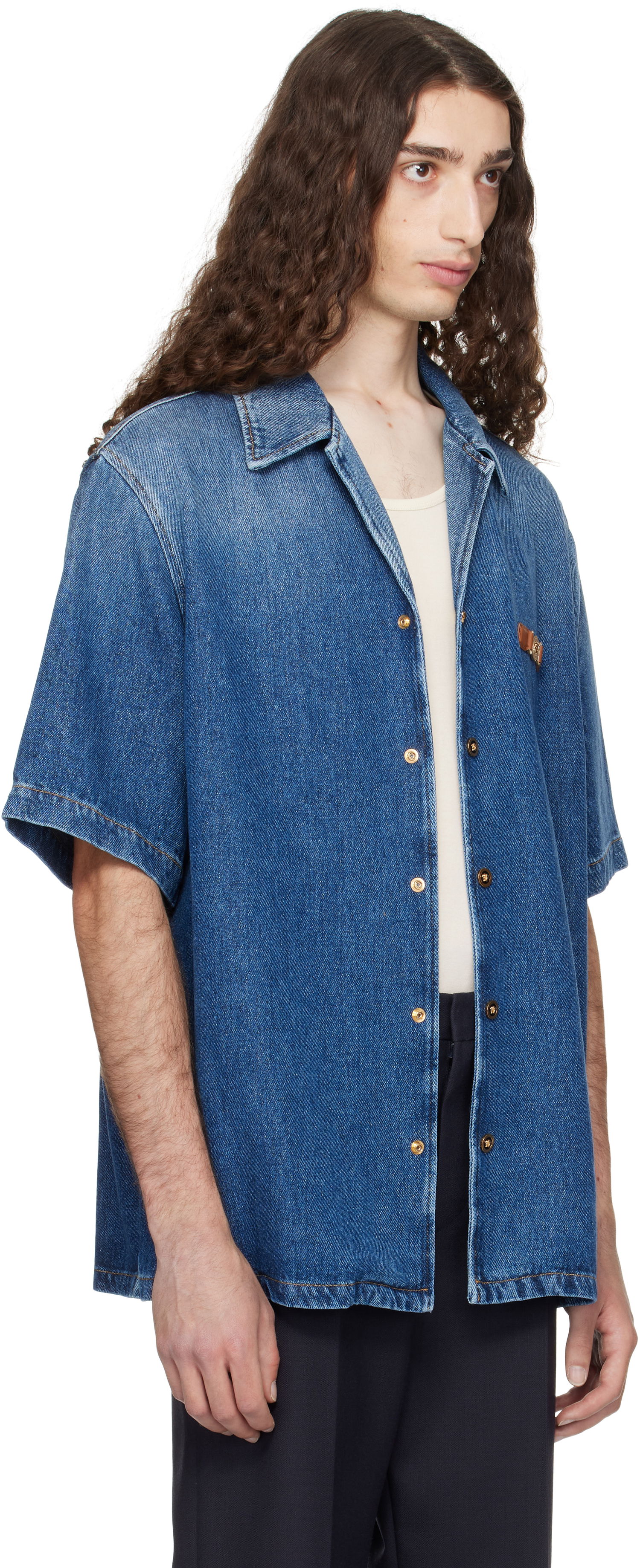 Košeľa Versace Versace Medusa Biggie Denim Shirt Modrá | 1020702_1A15015, 1