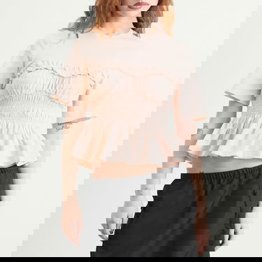 Tričko Cecilie Bahnsen Vilde Ruffled Smocked Peplum T-Shirt Ružová | 425RTW19001, 2