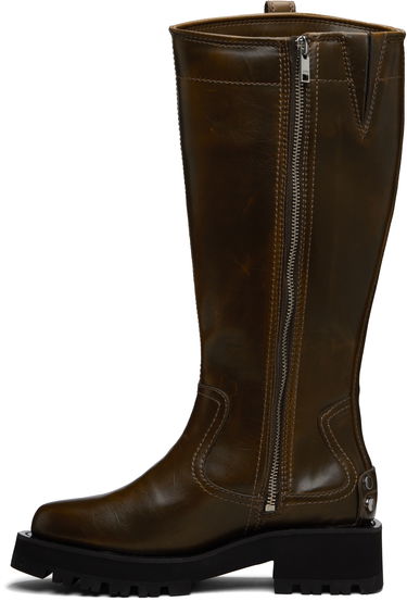 Tenisky a topánky GANNI High Tall Leather Buckle Boots with Chunky Sole Hnedá | S3023, 2