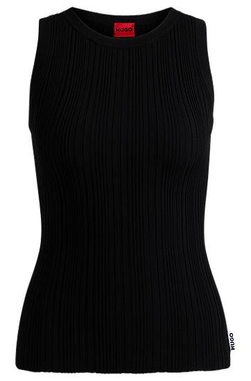 Sveter BOSS HUGO Women's Slim Fit Sleeveless Ribbed Top Čierna | 50514301, 0