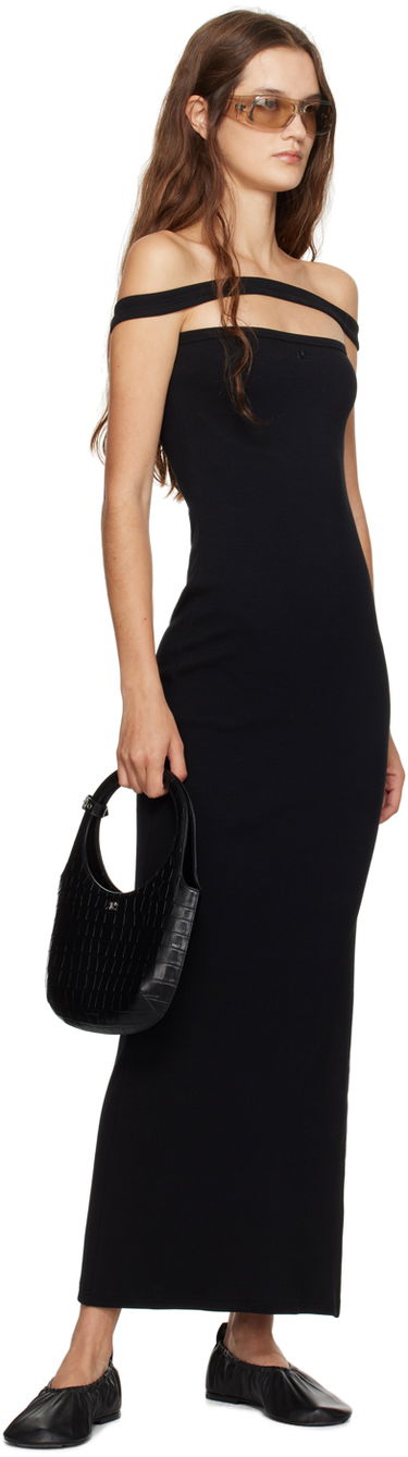 Taška cez rameno Courrèges Croc-Stamped Leather Shoulder Bag Čierna | 224GSA102CR0060, 3
