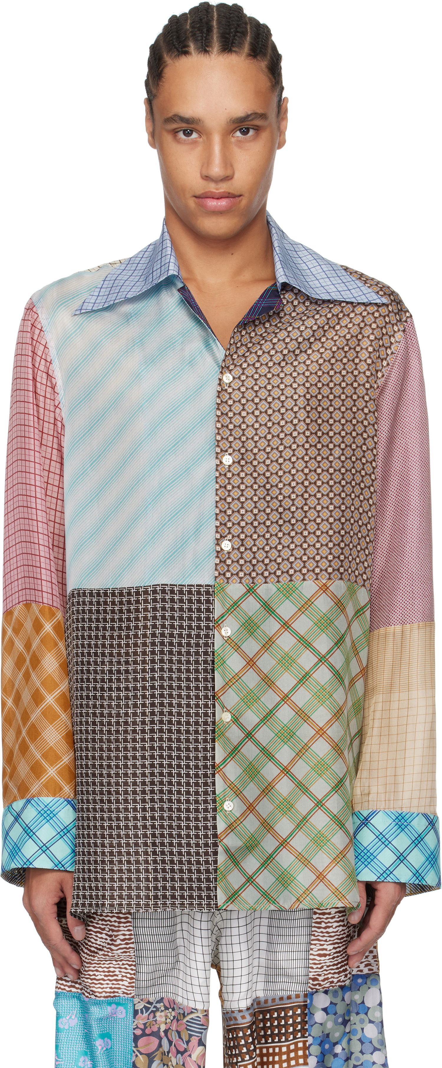 Košeľa Marine Serre Marine Serre Regenerated Silk Patchwork Lapel Collar Shirt Rôznofarebný | USI031A UWOV0028, 0