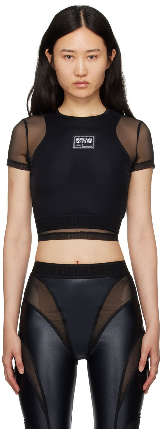 Crop Top Versace Crewneck T-Shirt Čierna | E76HAH6A2_EJ0035, 0