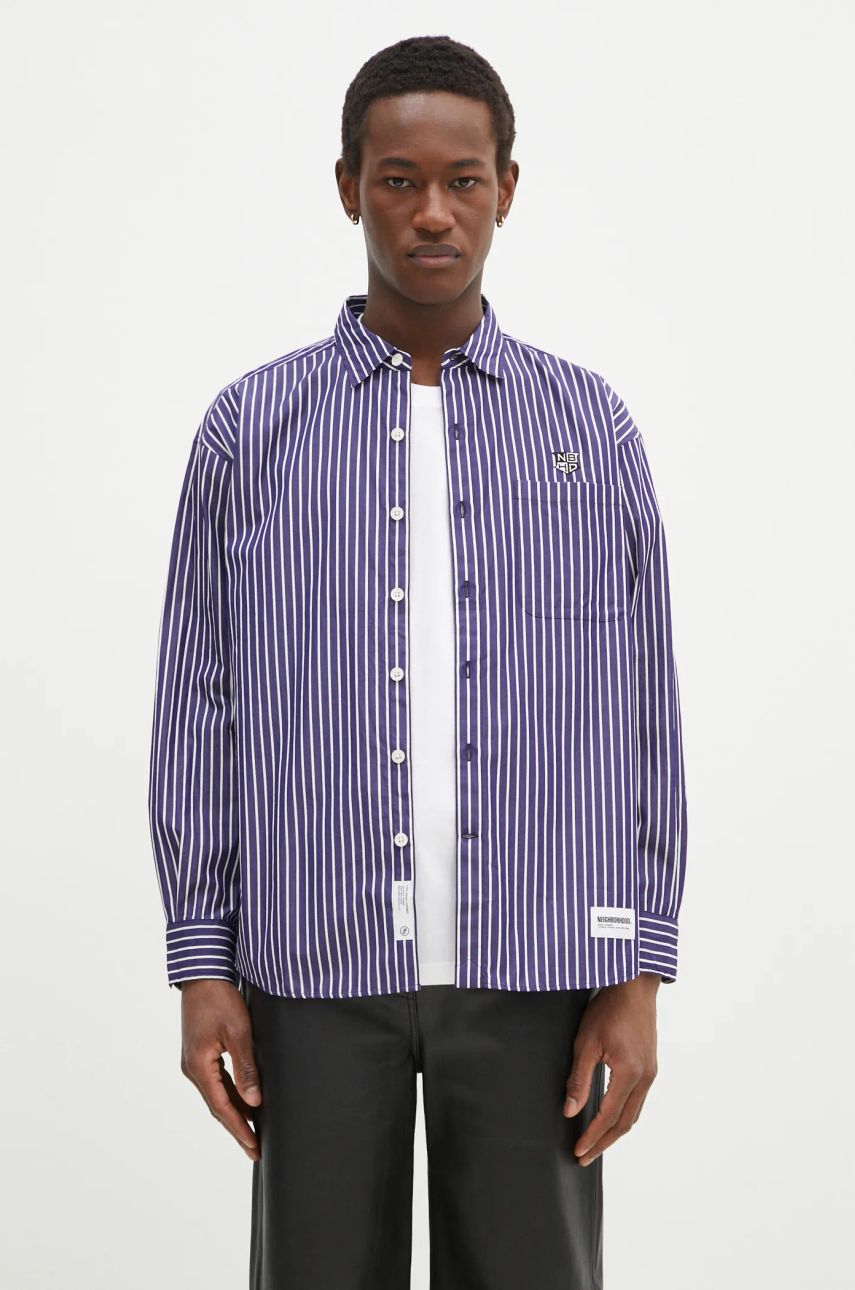 Košeľa Neighborhood NEIGHBORHOOD Striped Regular Fit Shirt Fialová | 242TSNH.SHM03, 0