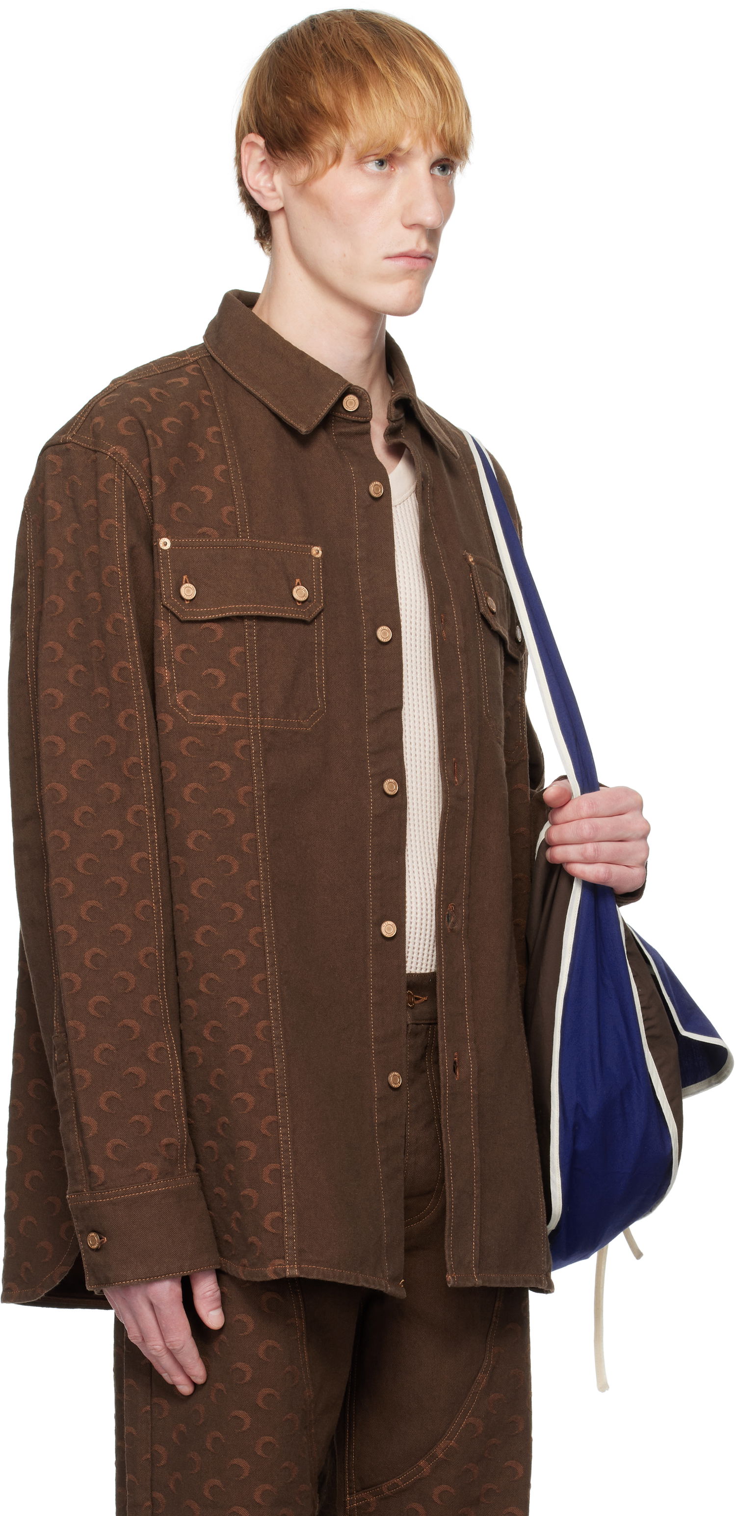 Bunda Marine Serre Marine Serre Moon Jacquard Twill Overshirt Hnedá | USI030A CWOV0063, 1
