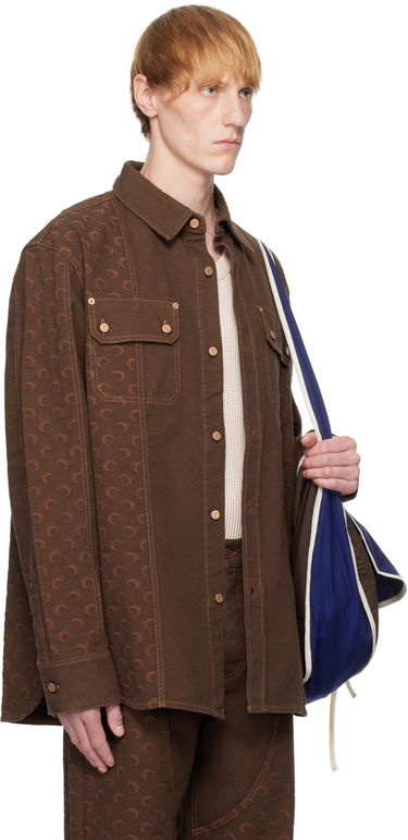 Bunda Marine Serre Marine Serre Moon Jacquard Twill Overshirt Hnedá | USI030A CWOV0063, 1