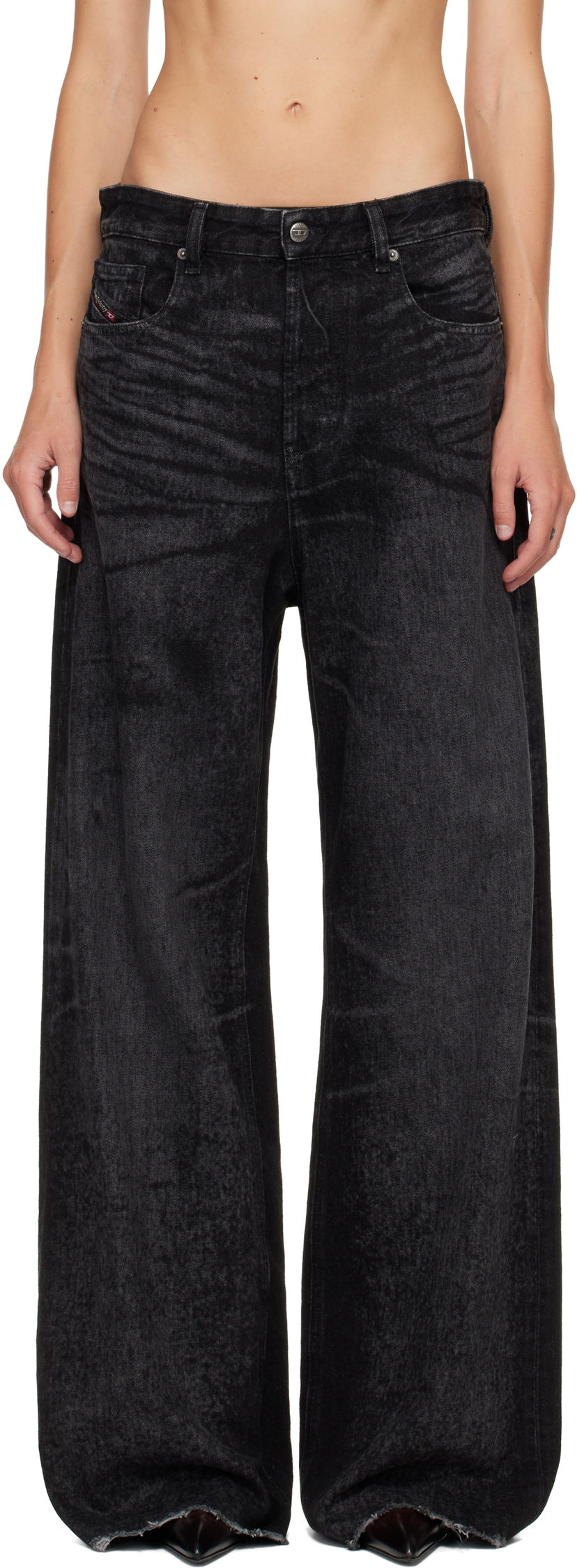 Džínsy Diesel 1996 D-Sire Distressed Wide-Leg Jeans Čierna | A21497 007DB