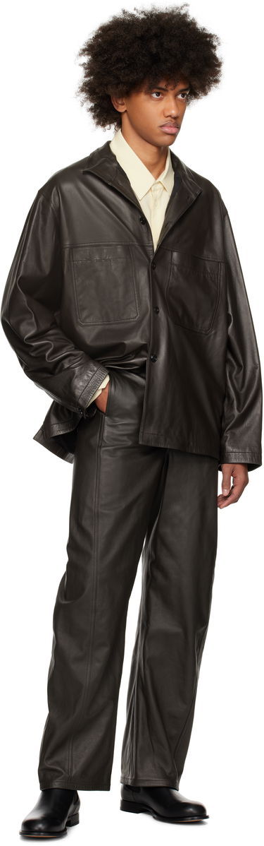 Košeľa LEMAIRE Lemaire Stand Collar Leather Shirt Čierna | OV1006 LL0094, 3