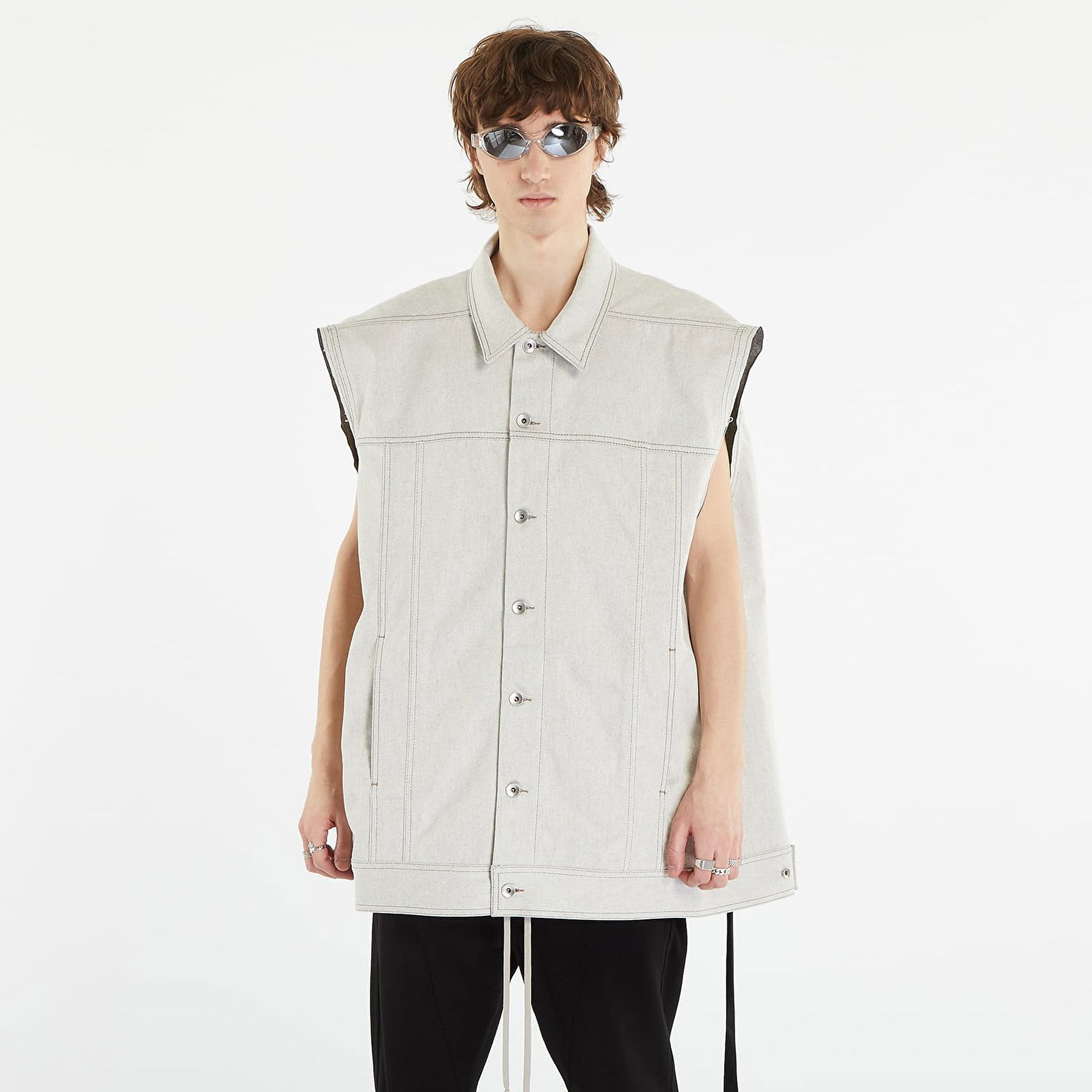 Vesta Rick Owens DRKSHDW Jumbo Worker Vest Biela | DU01C6762 MMD 51, 0