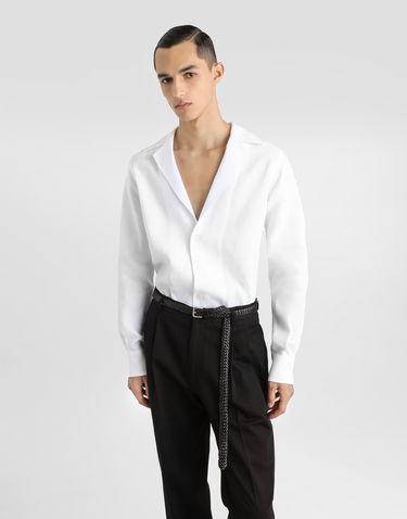 Košeľa Dolce & Gabbana Dolce & Gabbana Linen V-Neck Shirt Biela | G5MX5TFU4MCW0800, 3