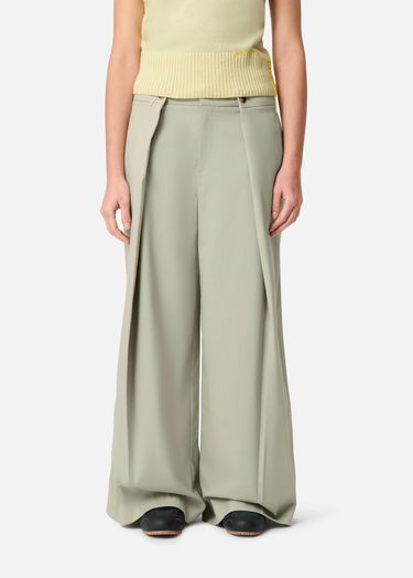 Nohavice AXEL ARIGATO Riley Wide-Leg Cropped Trousers Zelené | A3350001, 2