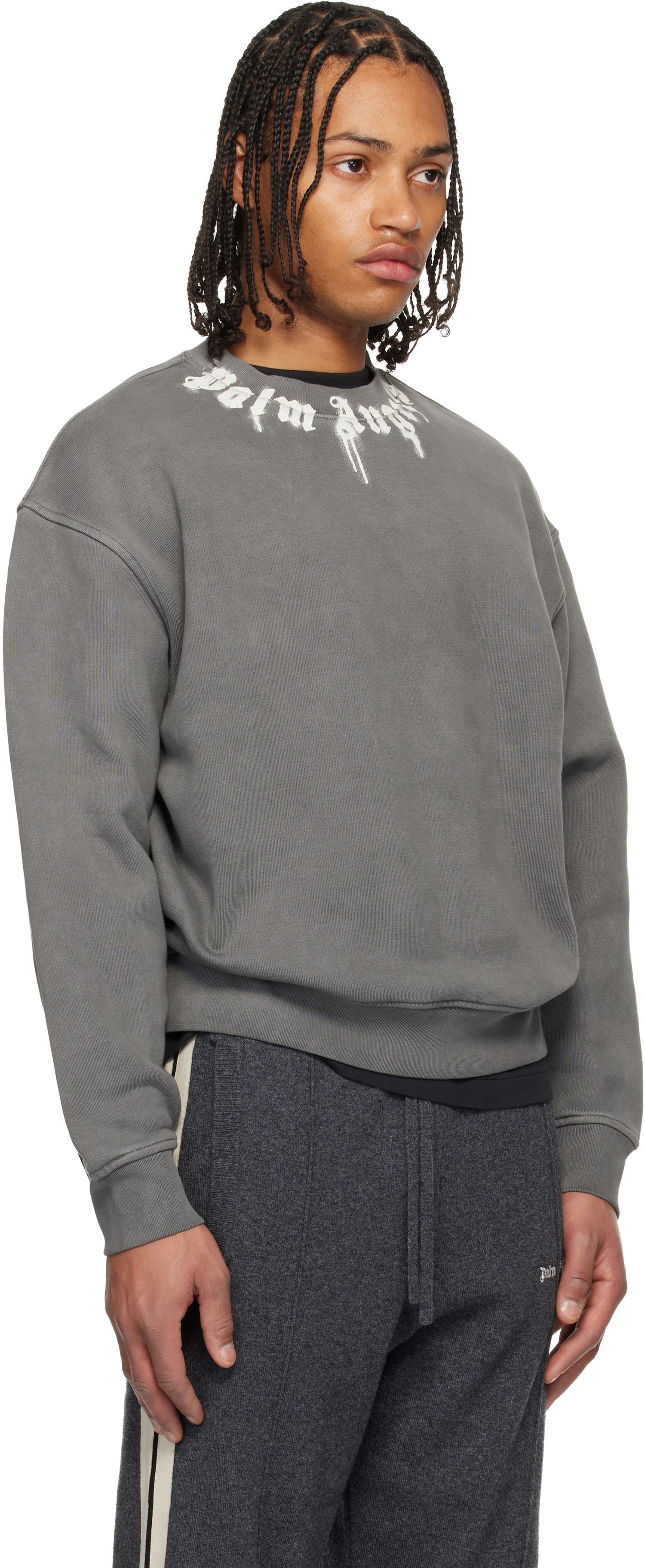 Mikina Palm Angels Neck Logo Regular Crewneck Sweatshirt Šedá | PMBA08HF25FLE0030703, 1