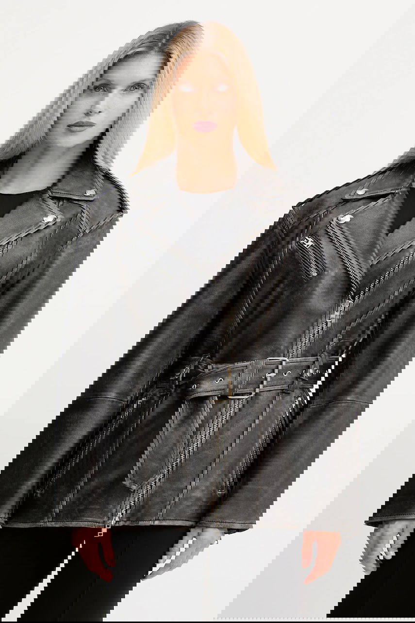 Bunda STAND STUDIO Stand Studio Leona Oversized Leather Jacket Čierna | 66547.7830, 0