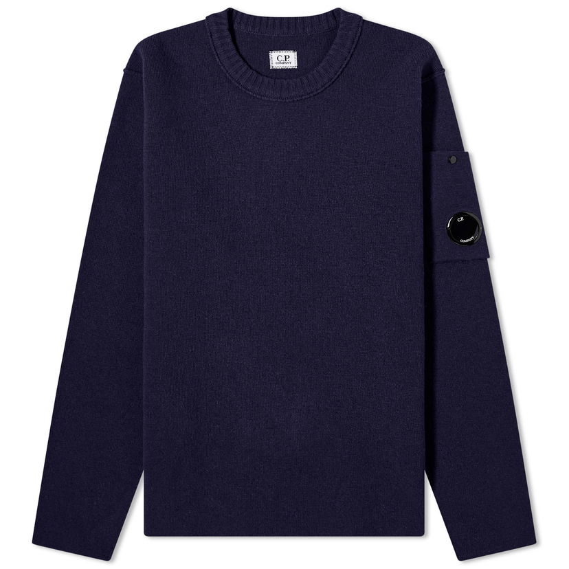 Sveter C.P. Company Lens Lambswool Crew Knit "Total Eclipse" Navy | 15CMKN093A-005504A-888