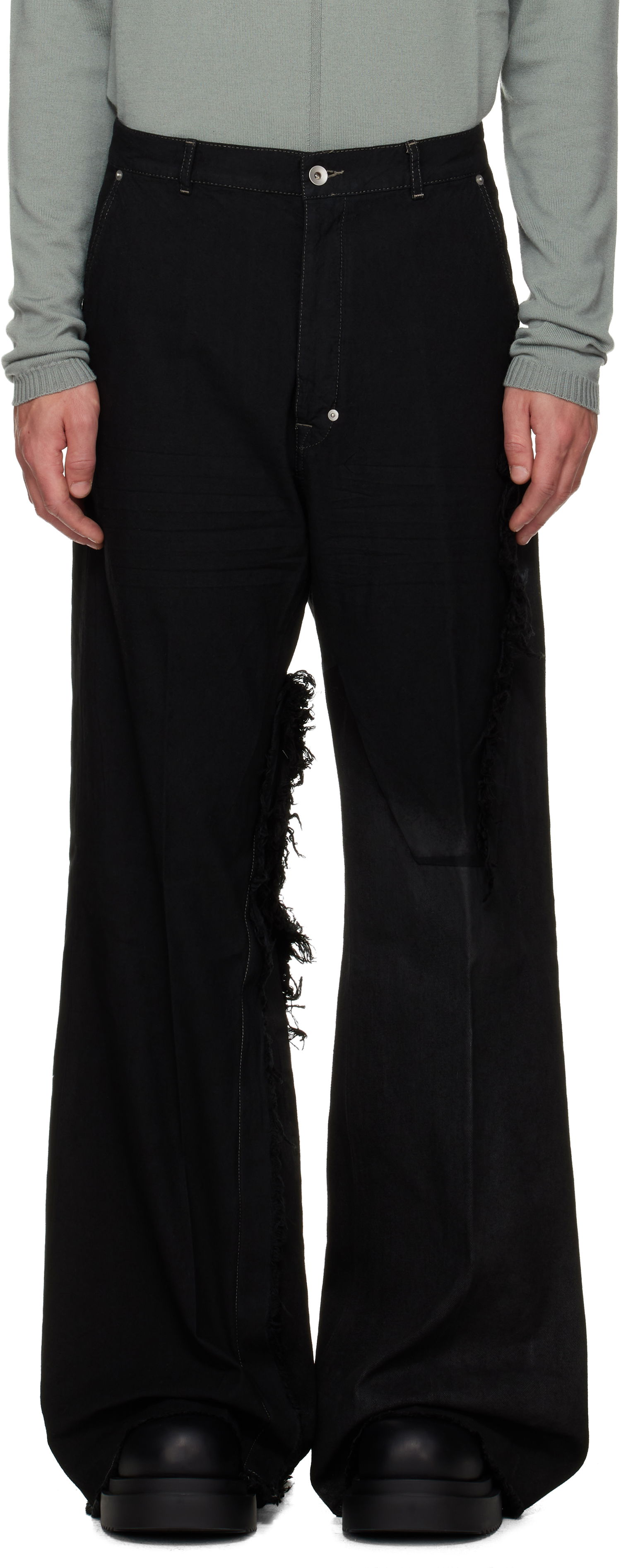 Džínsy Rick Owens Concordians Joris Wide-Leg Distressed Jeans Čierna | RR02E1308 BBCL, 0