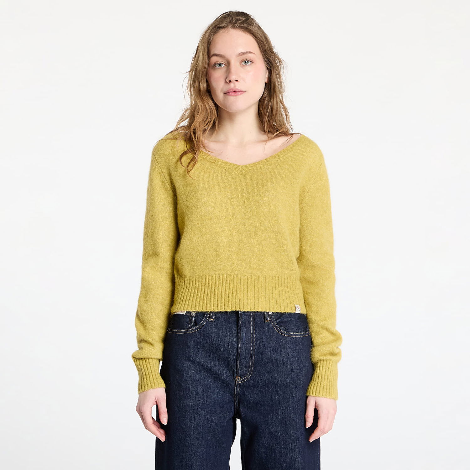 Sveter CALVIN KLEIN Calvin Klein Jeans Women's Fluffy Yarn V-Neck Sweater Zelené | J20J224801 LMD, 0