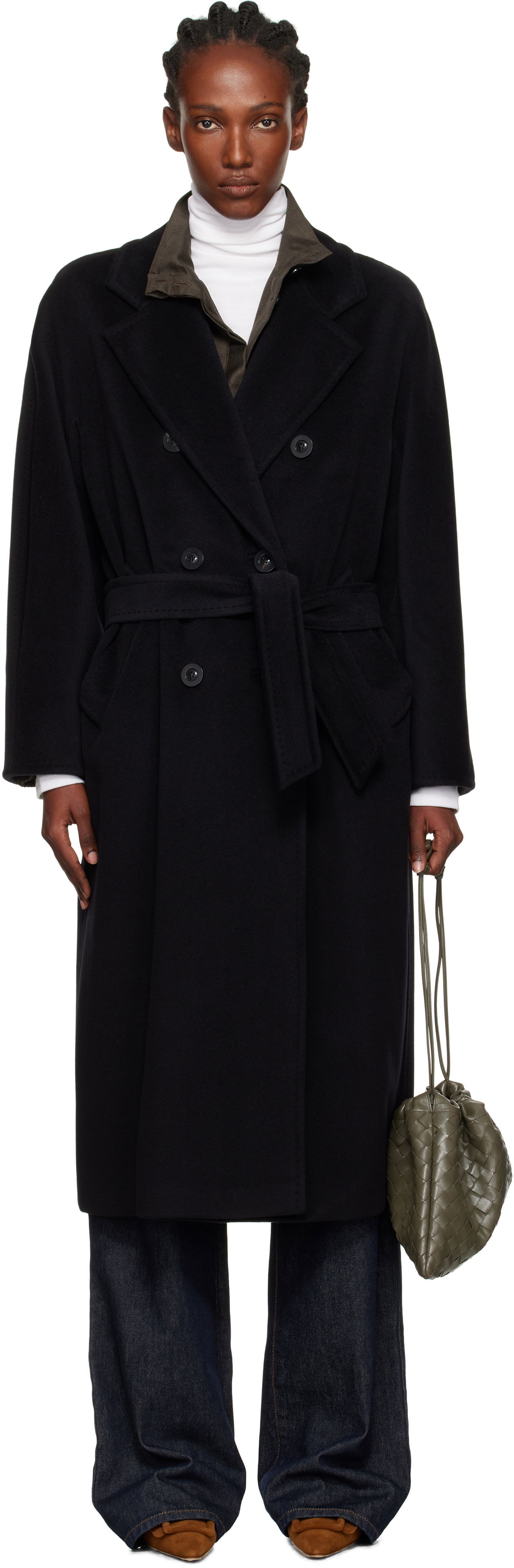 Kabáty Max Mara Max Mara Madame Double-Breasted Wool Coat Čierna | 2521018011600, 0