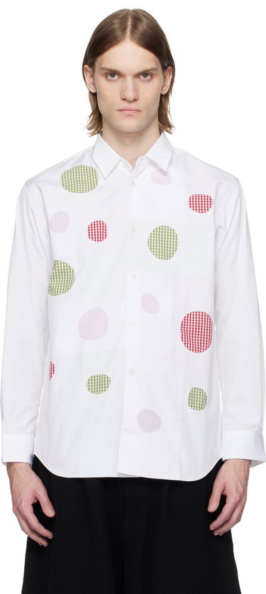 Košeľa Comme des Garçons Comme des Garçons Cotton Poplin Check Appliqué Shirt Biela | FO-B007-051, 0