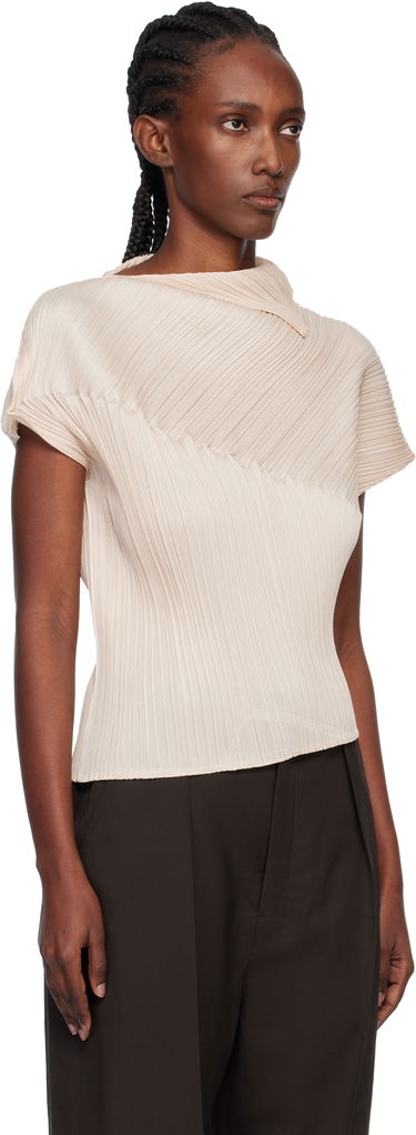 Tričká a tielka Pleats Please Issey Miyake Pleats Please Issey Miyake Pleated Asymmetric Leap Top Béžová | PP58JK461, 1