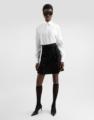Sukňa Dolce & Gabbana Dolce & Gabbana Short Raschel Tweed Skirt with DG Logo Buttons Čierna | F4C03TGDCLWN0000, 1