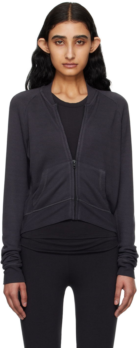 Bomber bunda SKIMS Shrunken Zip Up Sweatshirt Šedá | TP-ZUP-5538W, 0