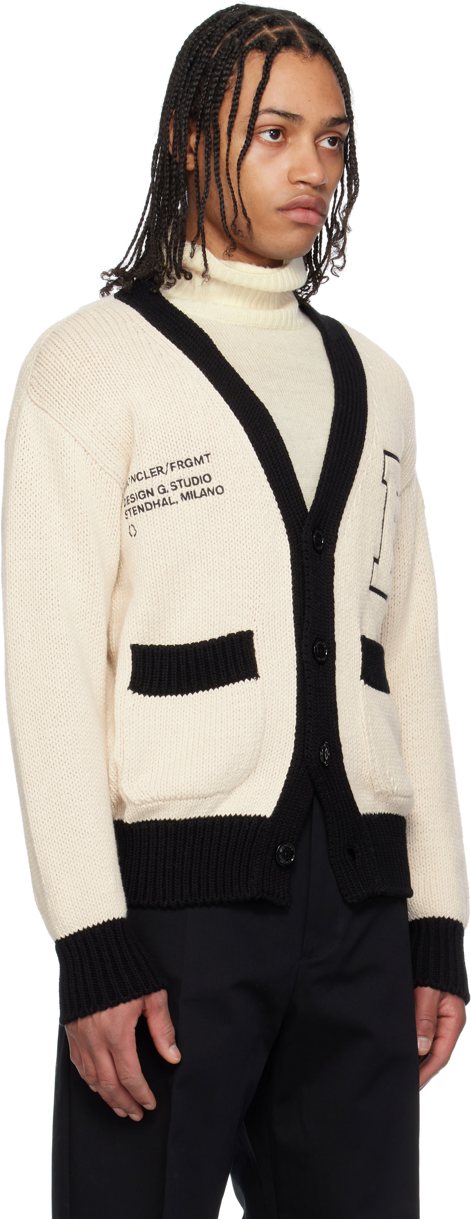 Sveter Moncler Moncler Genius x FRGMT Hiroshi Fujiwara Embroidered Cotton Cardigan Béžová | K109U9B00001M5206, 1