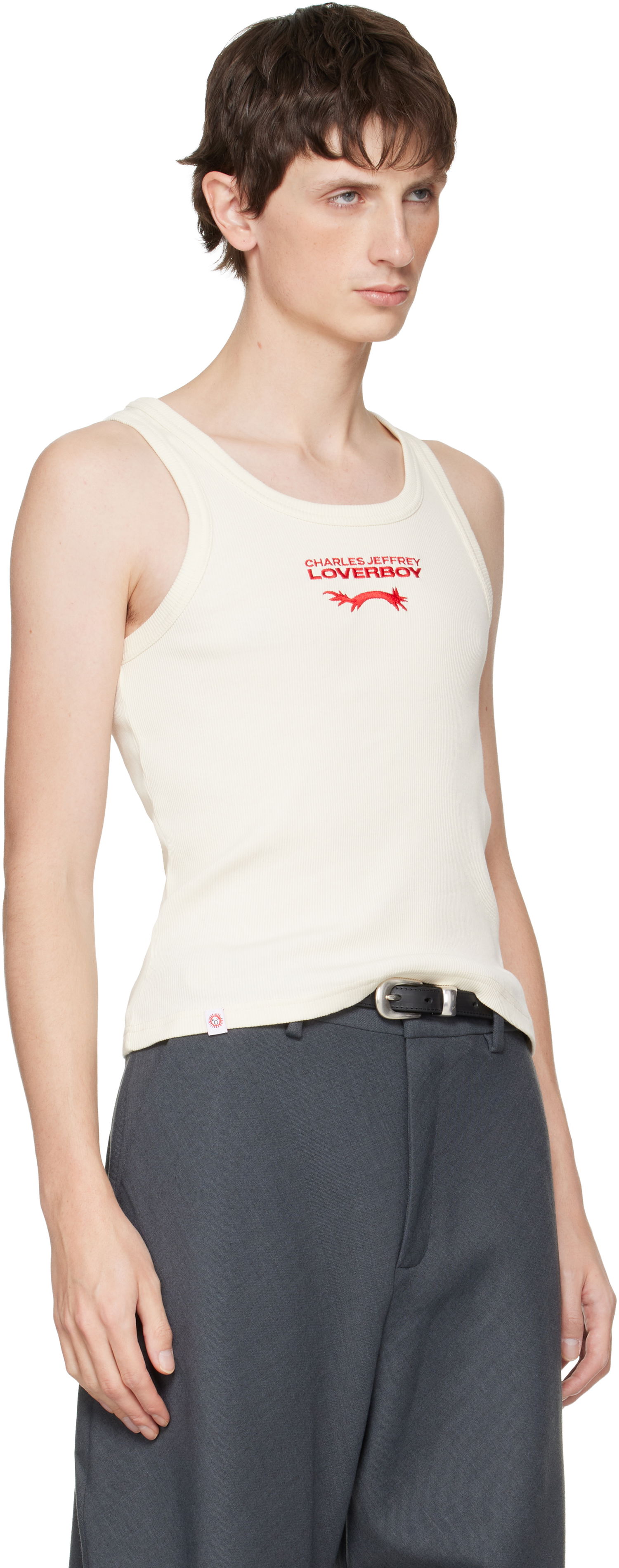 Tielko Charles Jeffrey Loverboy Charles Jeffrey LOVERBOY Ribbed Logo Tank Top Biela | 052080701, 1