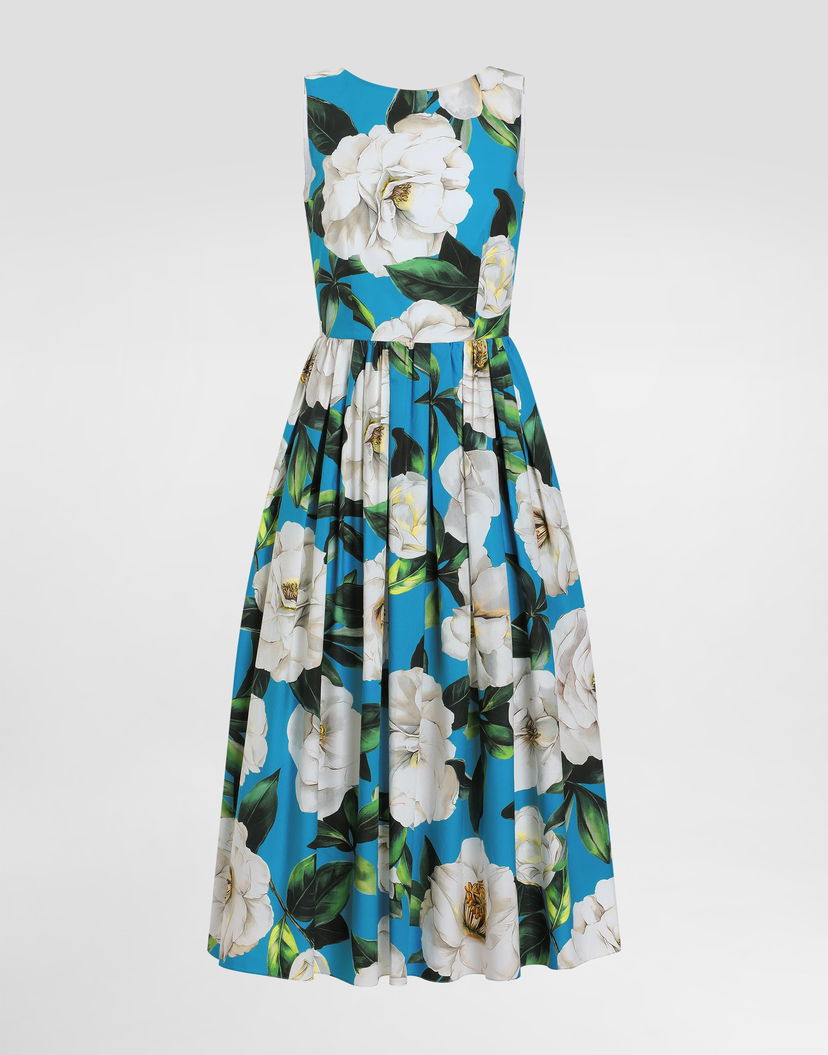 Šaty Dolce & Gabbana Dolce & Gabbana Gardenia Print Babydoll Dress Modrá | F6JHVTHS5TJHC5JB