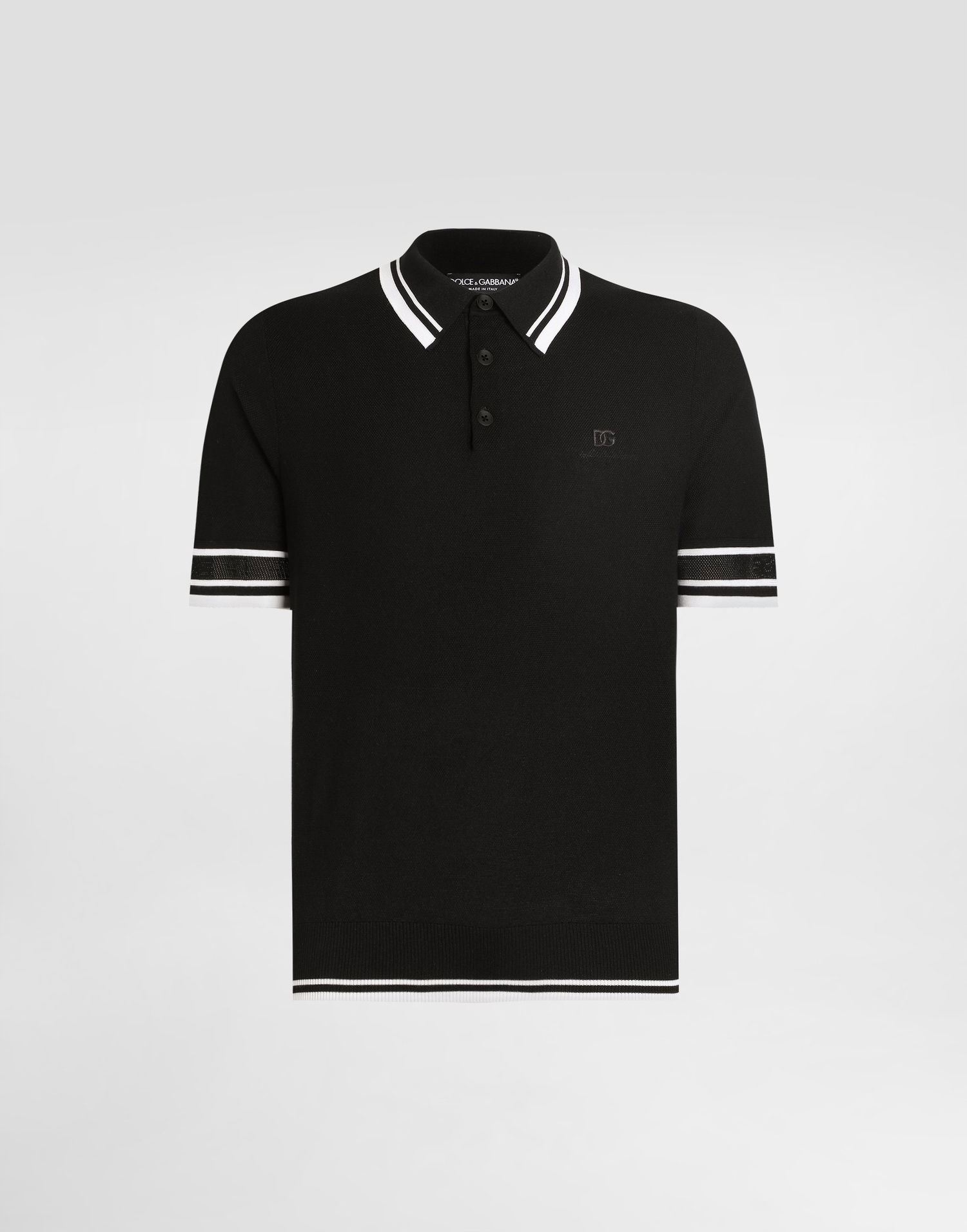 Polo tričko Dolce & Gabbana Dolce & Gabbana Silk Piqué Polo Shirt Čierna | GXZ02ZJBSLUN0000, 0