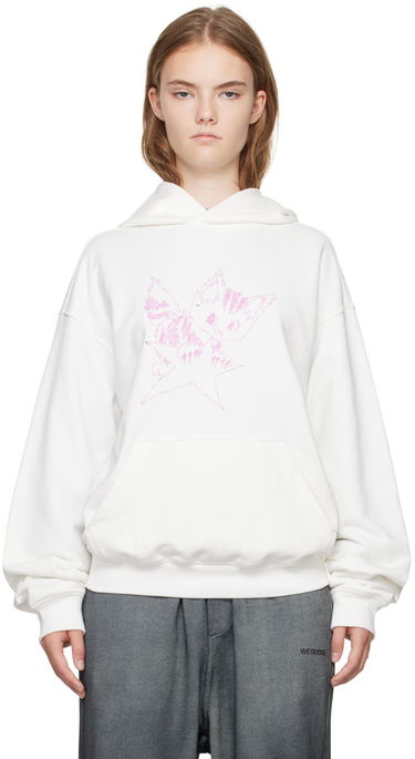 Mikina We11done Fitted Hoodie With Graphic Print Biela | WD-TH2-24-832-U-IV, 0