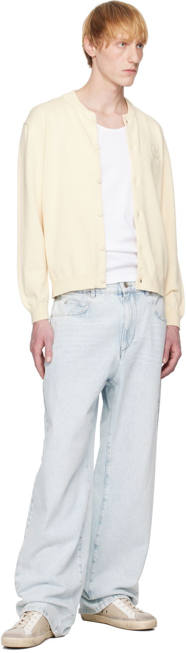 Sveter MAISON KITSUNÉ Maison Kitsuné Fox Head Embroidered Cardigan Žltá | OM02135KT1135, 3
