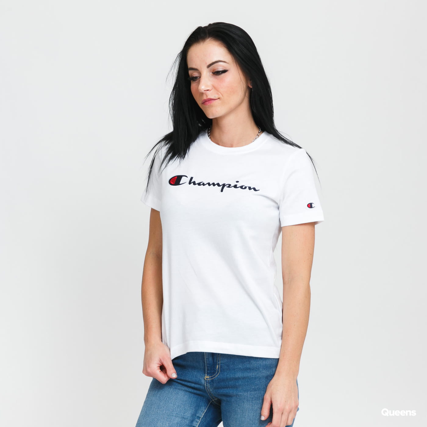 Tričko Champion Script Logo Biela | 114472 WW001, 0