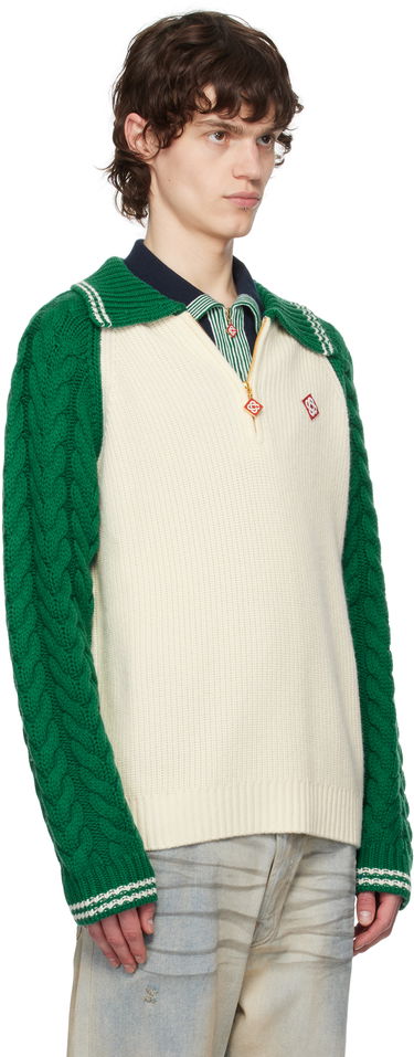 Sveter Casablanca Casablanca Cable Knit Cashmere Sweater Biela | MPS25-KW-820-01, 1