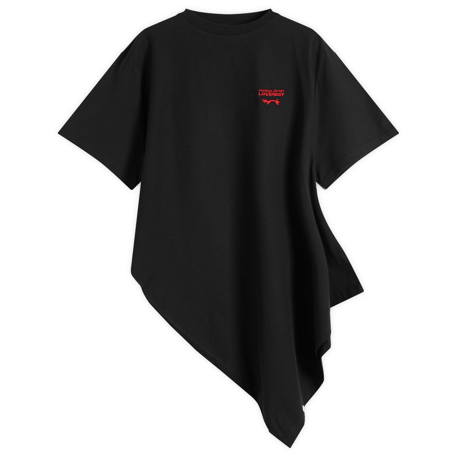 Tričko Charles Jeffrey Loverboy Charles Jeffrey Loverboy Topsy Turvy Asymmetric T-Shirt, Size Large Čierna | 054101301, 1