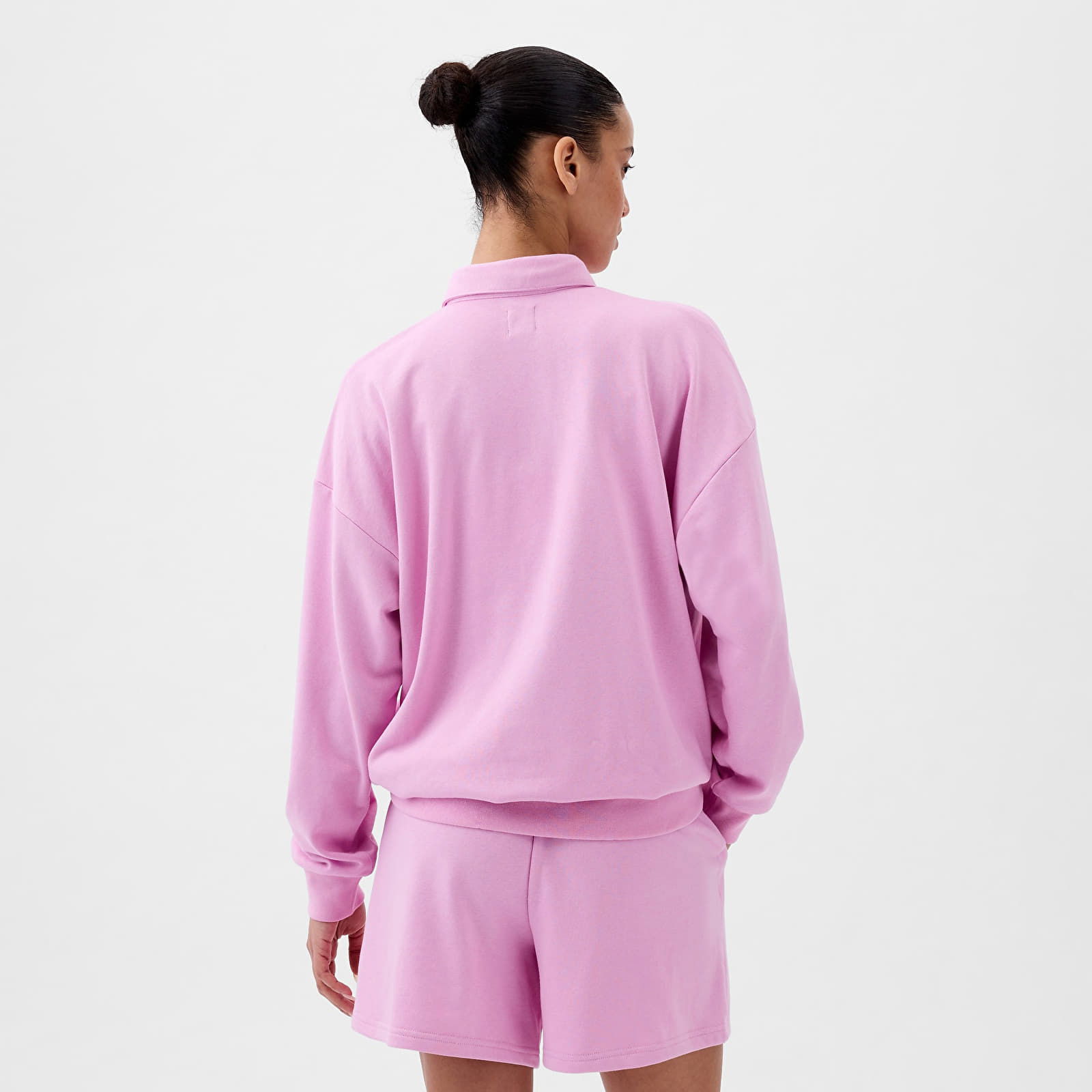 French Terry Logo Polo Sweatshirt Sugar Pink