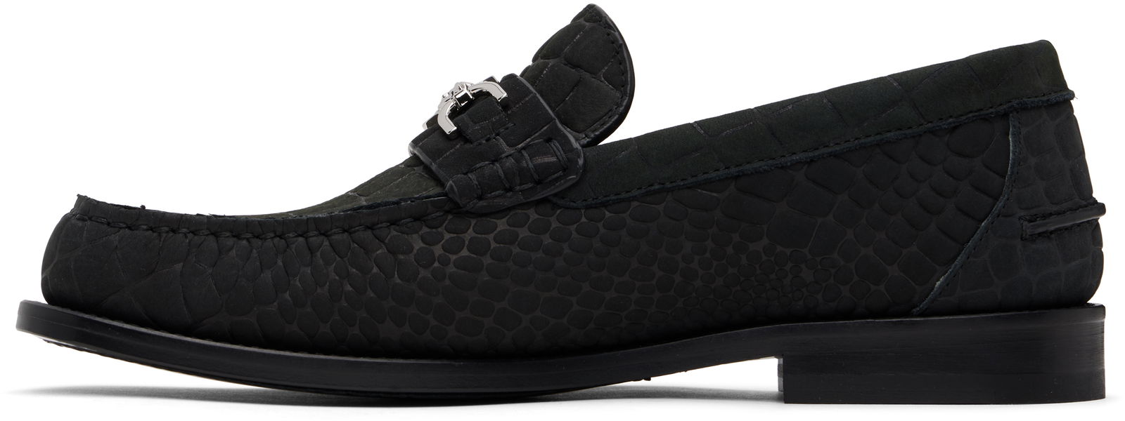 Croc-Effect Suede Loafers