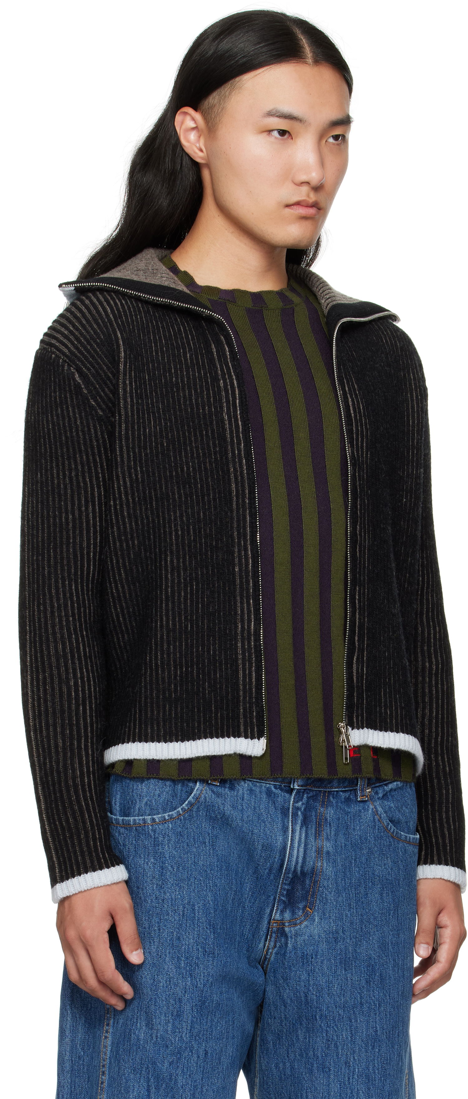 Sveter Eckhaus Latta Eckhaus Latta Huddle Zip Sweater Čierna | 8267-EL-PF25-B, 1