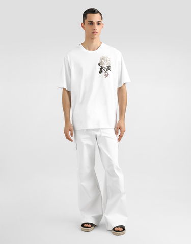 Tričko Dolce & Gabbana Dolce & Gabbana Cotton T-Shirt with Rose Patch Biela | G8PN9ZG7O4QW0800, 1