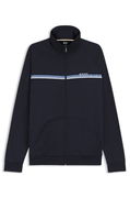 Cotton-terry full-zip jacket with stripe