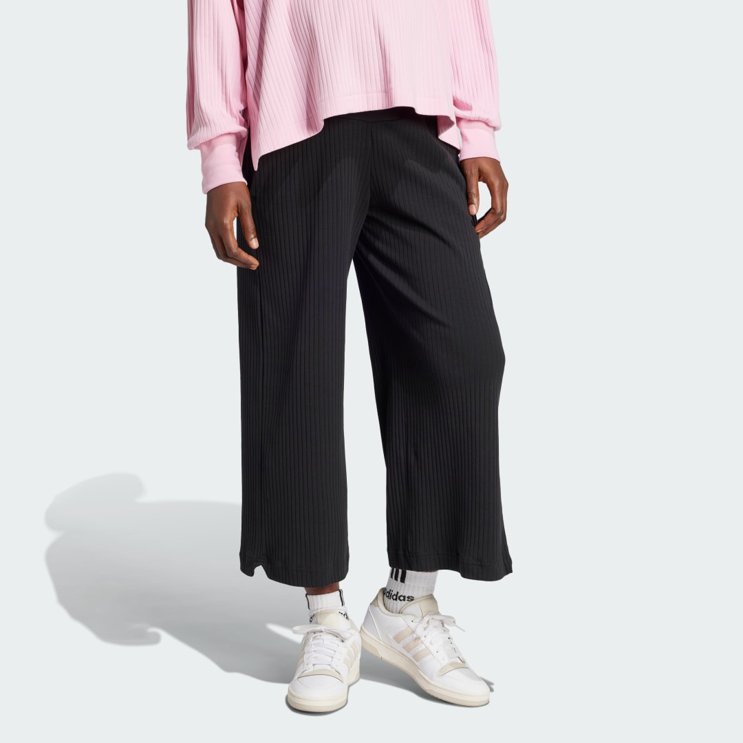 Nohavice adidas Performance Ribbed High-Waist 7/8 Pants Čierna | JJ4633, 0