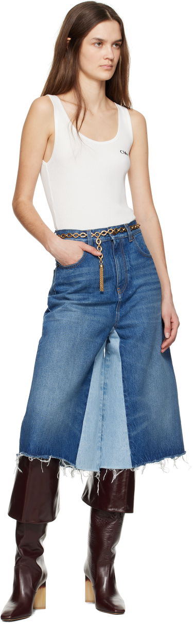 Džínsy CHLOÉ Chloé Bermuda Patchwork Denim Shorts Modrá | CH25SDS02158, 4