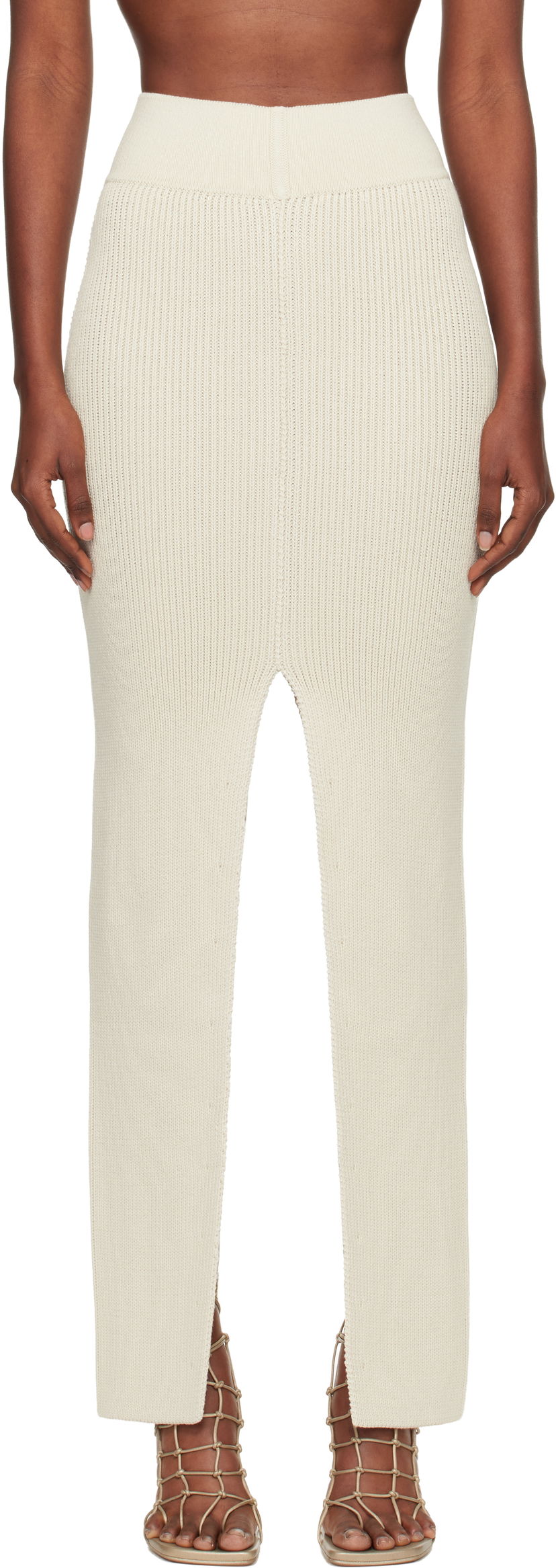 Sukňa Rick Owens Rick Owens Concordians Ribbed Knit Sliced Midi Skirt Biela | RO02E4671 KWVH