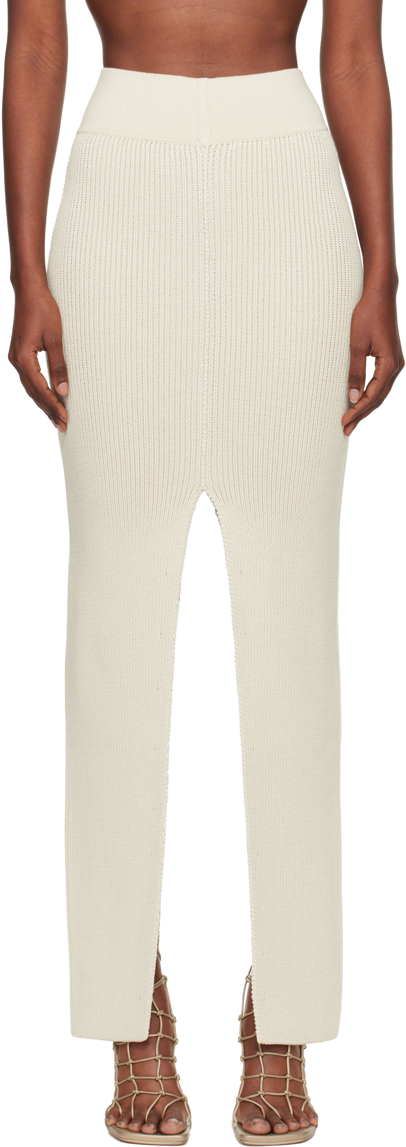 Sukňa Rick Owens Rick Owens Concordians Ribbed Knit Sliced Midi Skirt Biela | RO02E4671 KWVH, 0