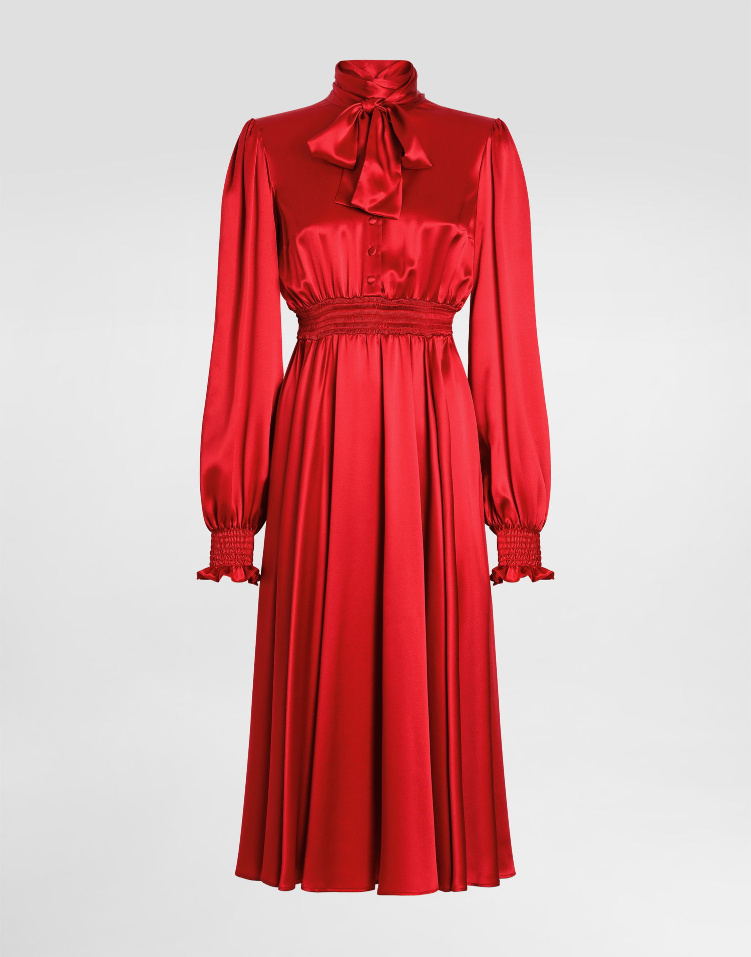 Šaty Dolce & Gabbana Dolce & Gabbana Satin Shirt Dress with Tie Červená | F6TKRTFU1AUR0026, 0