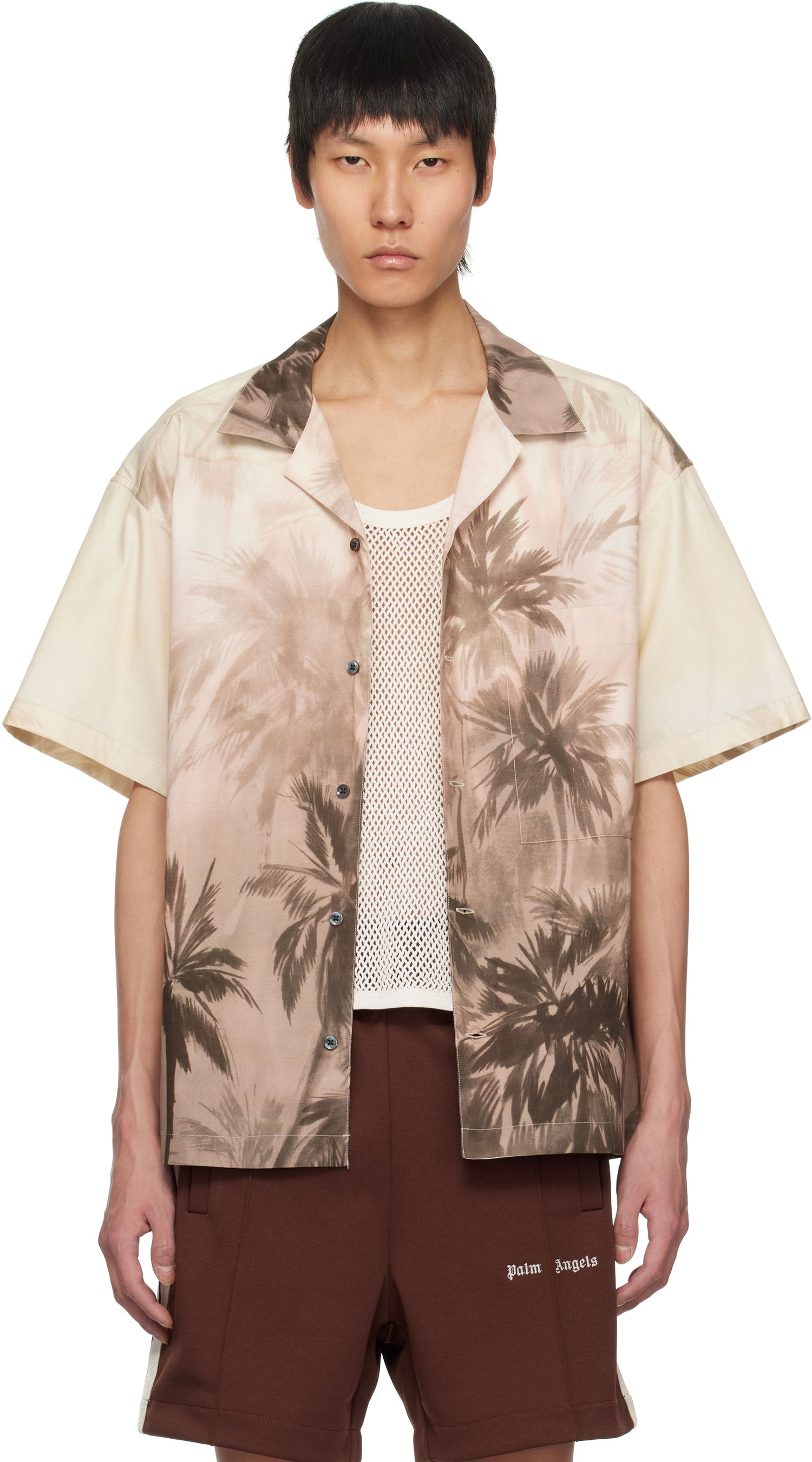 Košeľa Palm Angels Palm Angels Sunset Palms Bowling Shirt Béžová | PMGG00AS25FAB0026110, 0